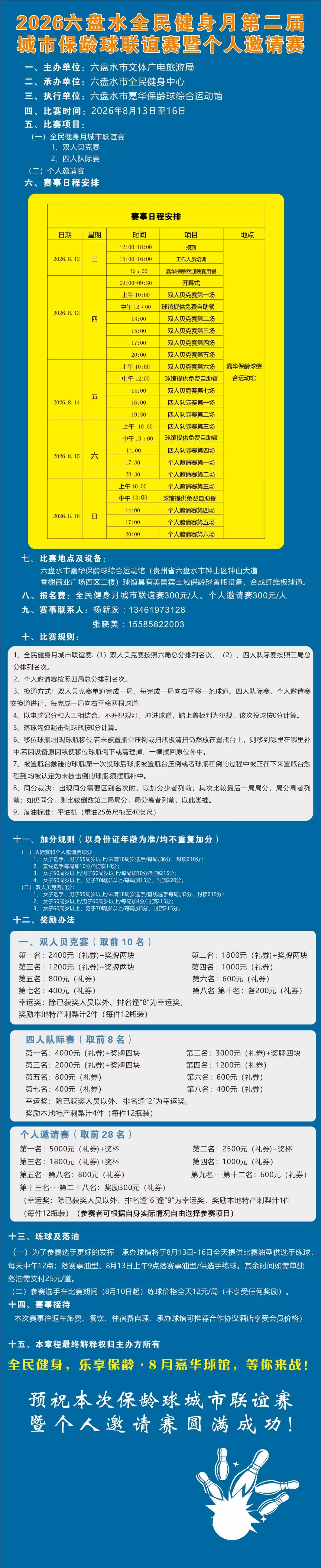 2026六盘水全民健身月第二届城市保龄球联谊赛暨个人邀请赛
